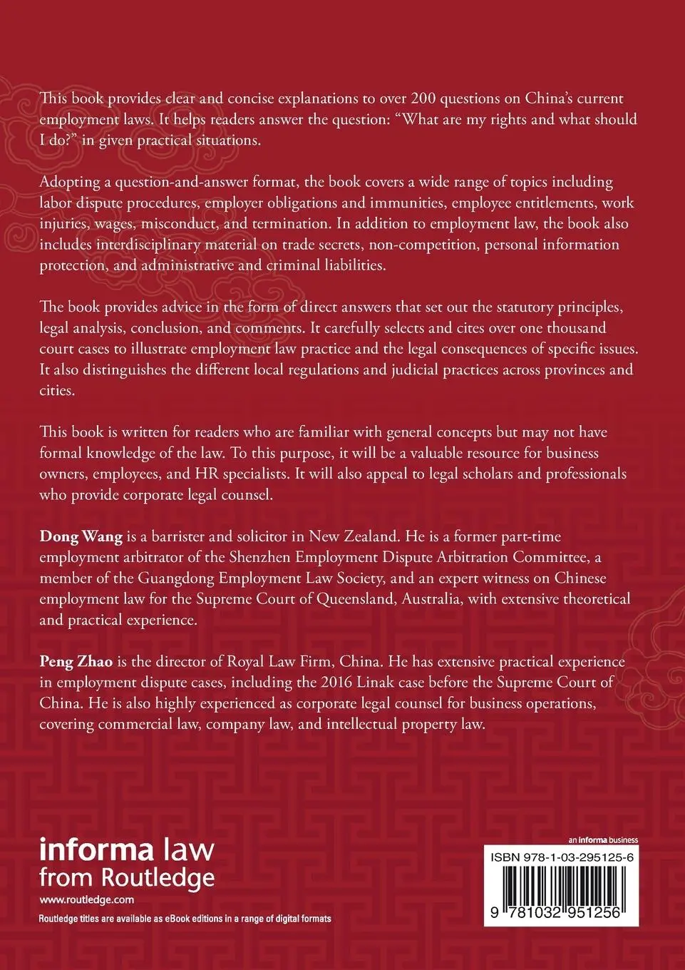 Rückseite: 9781032951256 | Employment Law in China | A Practical Guide | Dong Wang (u. a.) | Buch