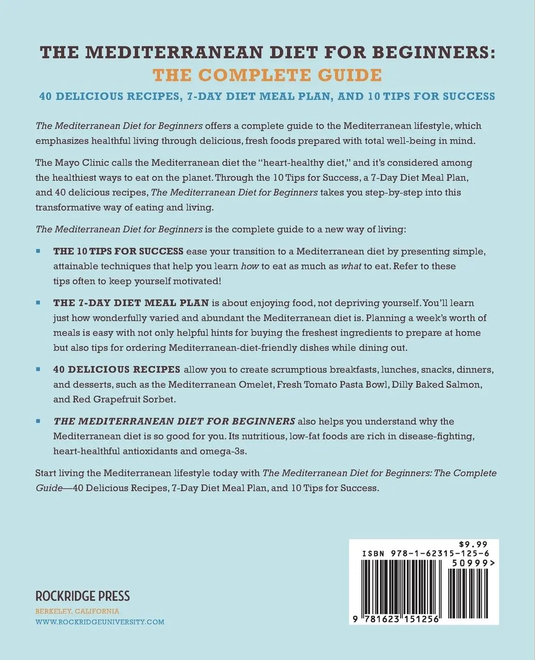 Rückseite: 9781623151256 | The Mediterranean Diet for Beginners | Callisto Publishing | Buch