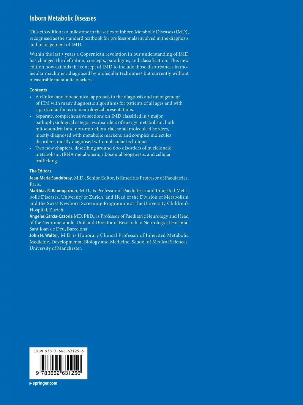 Rückseite: 9783662631256 | Inborn Metabolic Diseases | Diagnosis and Treatment | Taschenbuch