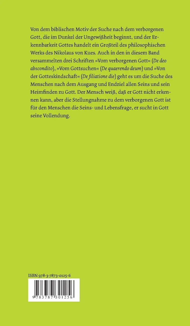 Rückseite: 9783787301256 | Schriften in deutscher Übersetzung / Drei Schriften vom verborgenen...