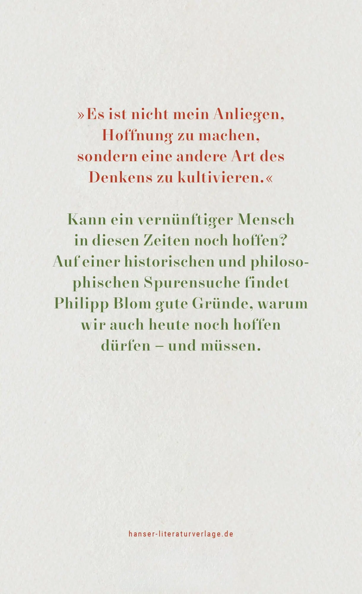 Bild: 9783446281356 | Hoffnung | Über ein kluges Verhältnis zur Welt | Philipp Blom | Buch