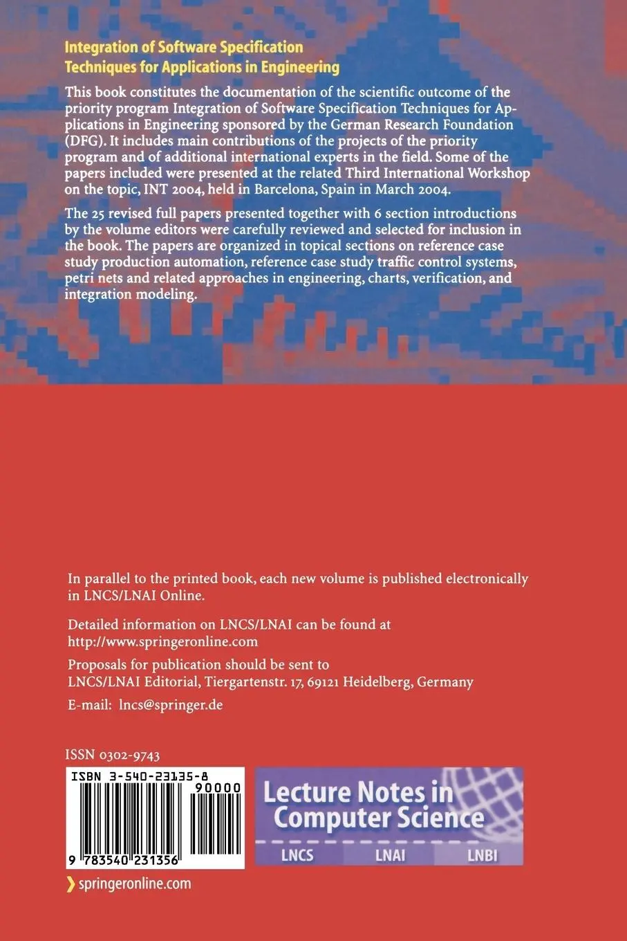Rückseite: 9783540231356 | Integration of Software Specification Techniques for Applications...