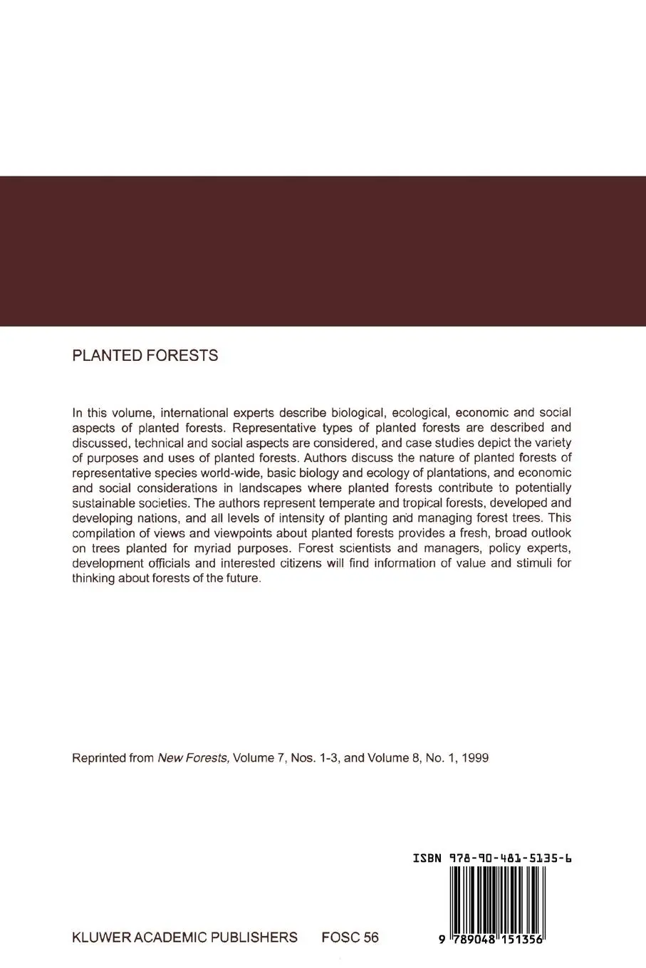 Rückseite: 9789048151356 | Planted Forests: Contributions to the Quest for Sustainable Societies