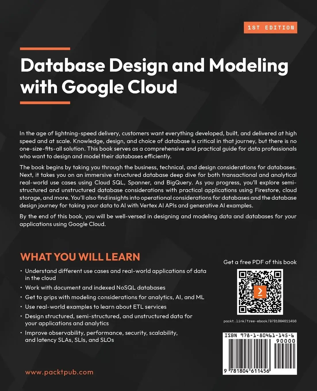 Rückseite: 9781804611456 | Database Design and Modeling with Google Cloud | Abirami Sukumaran