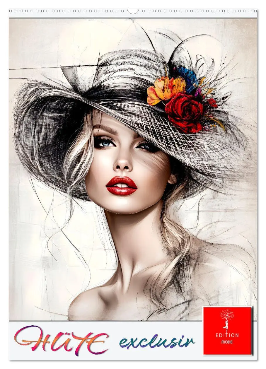 Cover: 9783516251456 | Hüte exclusiv (Wandkalender 2026 DIN A2 hoch), CALVENDO Monatskalender