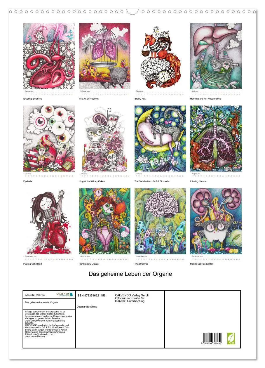 Bild: 9783516321456 | Das geheime Leben der Organe (Wandkalender 2026 DIN A2 hoch),...