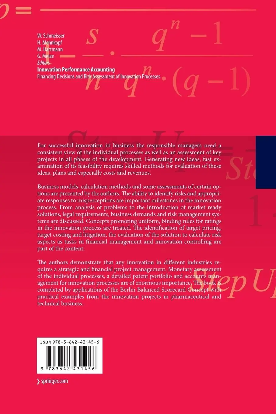 Rückseite: 9783642431456 | Innovation performance accounting | Wilhelm Schmeisser (u. a.) | Buch