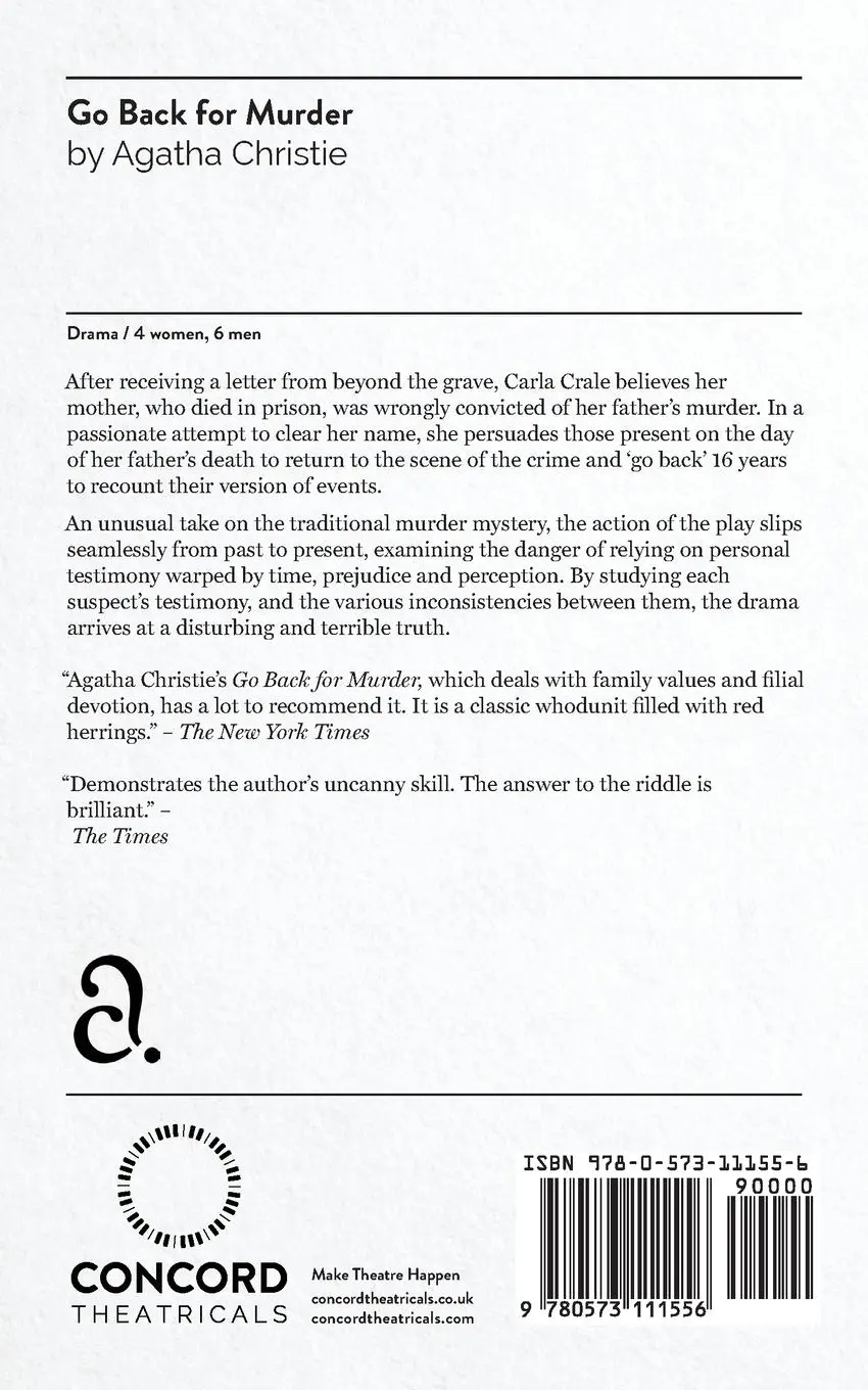 Rückseite: 9780573111556 | Go Back For Murder | Agatha Christie | Taschenbuch | Englisch | 2015