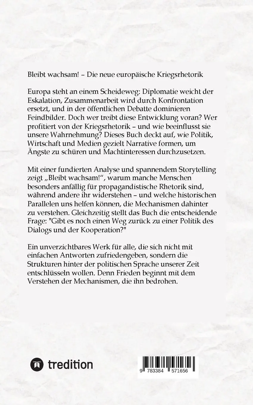 Rückseite: 9783384571656 | Bleibt wachsam! Die neue europäische Kriegsrhetorik | Hermann Selchow