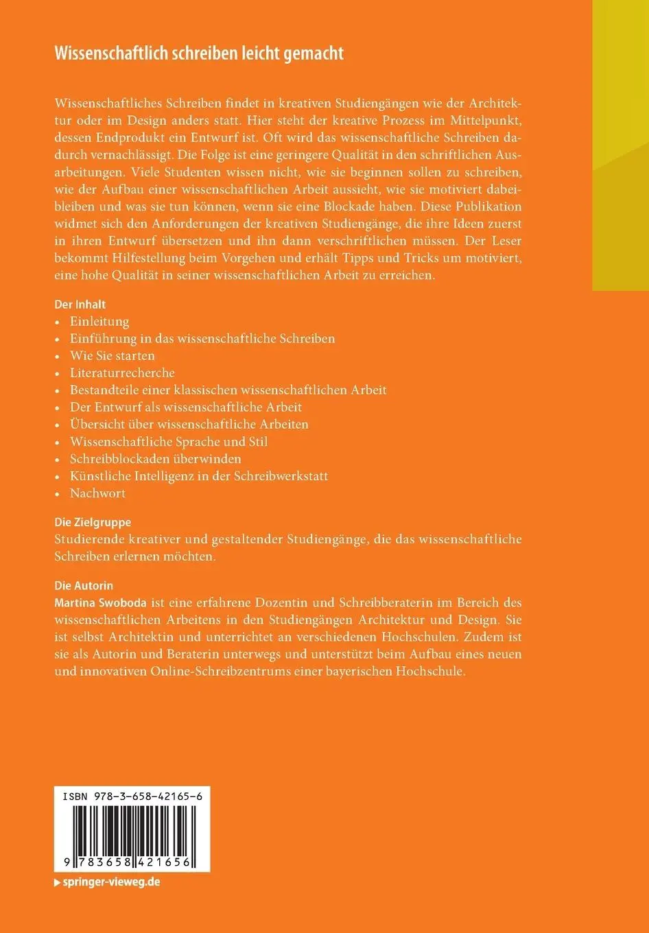 Rückseite: 9783658421656 | Wissenschaftlich schreiben leicht gemacht | Martina Swoboda | Buch