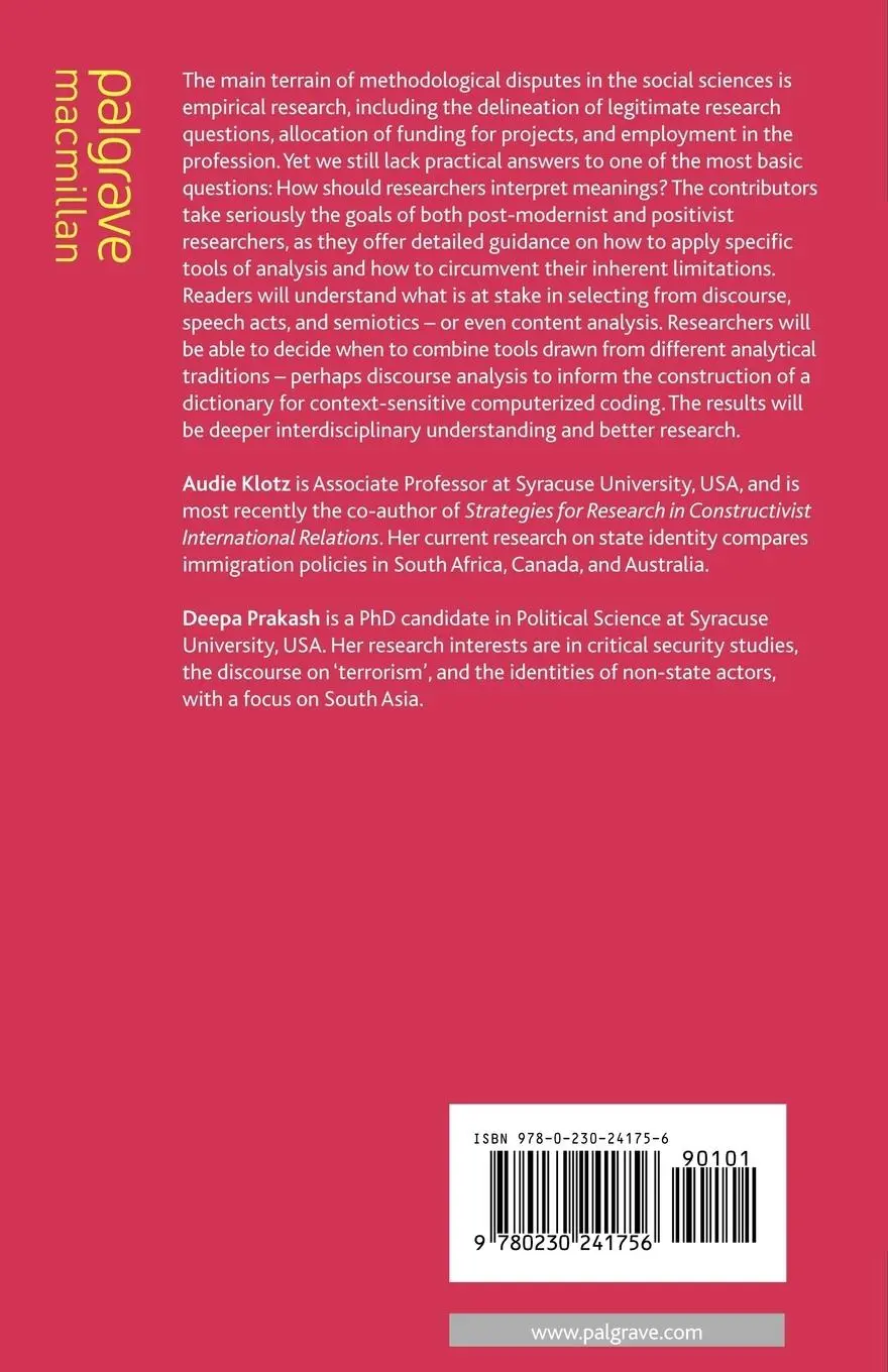 Rückseite: 9780230241756 | Qualitative Methods in International Relations | A Pluralist Guide