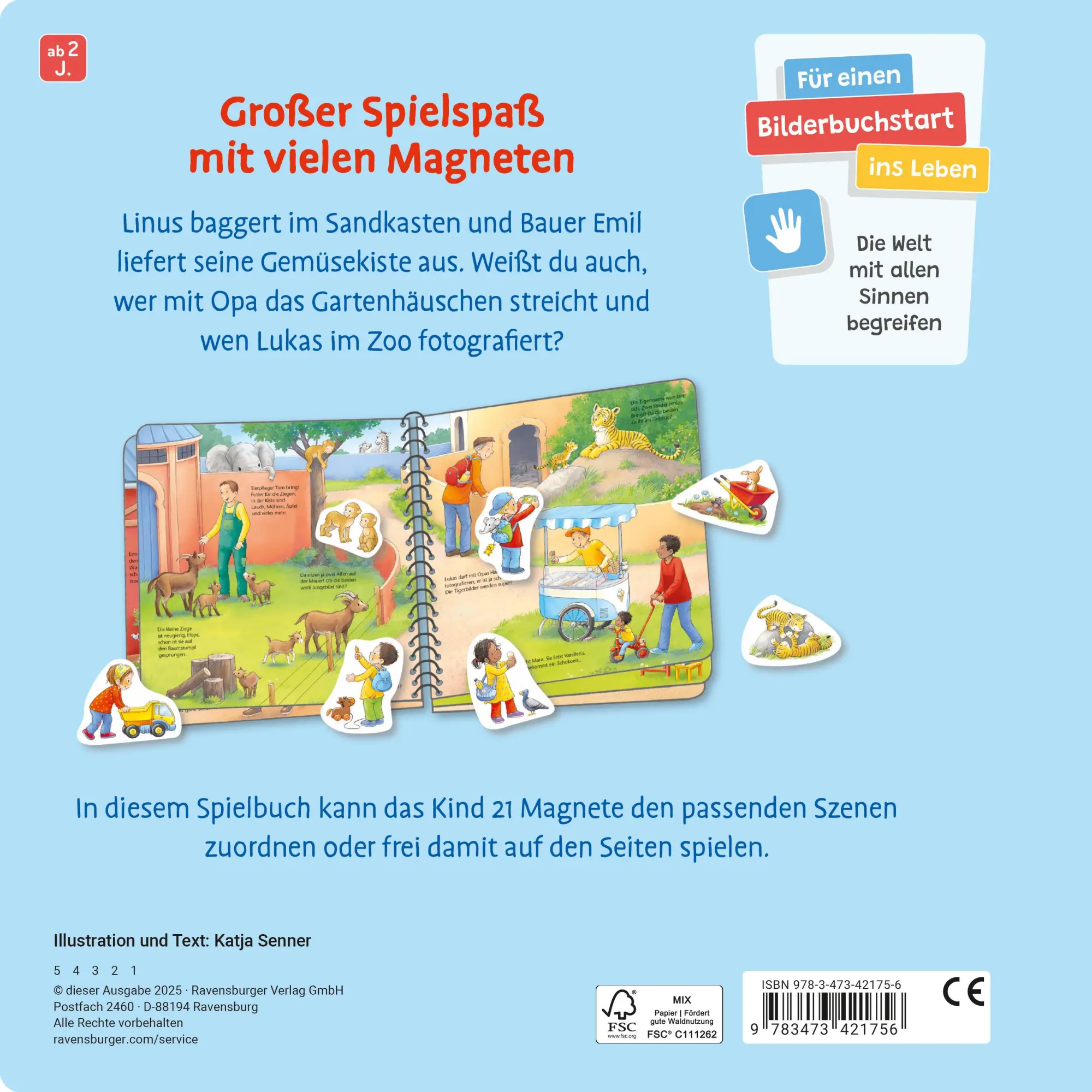 Rückseite: 9783473421756 | Mein großes Magnetbuch - Wer macht was? | Mit 21 Magneten | Senner