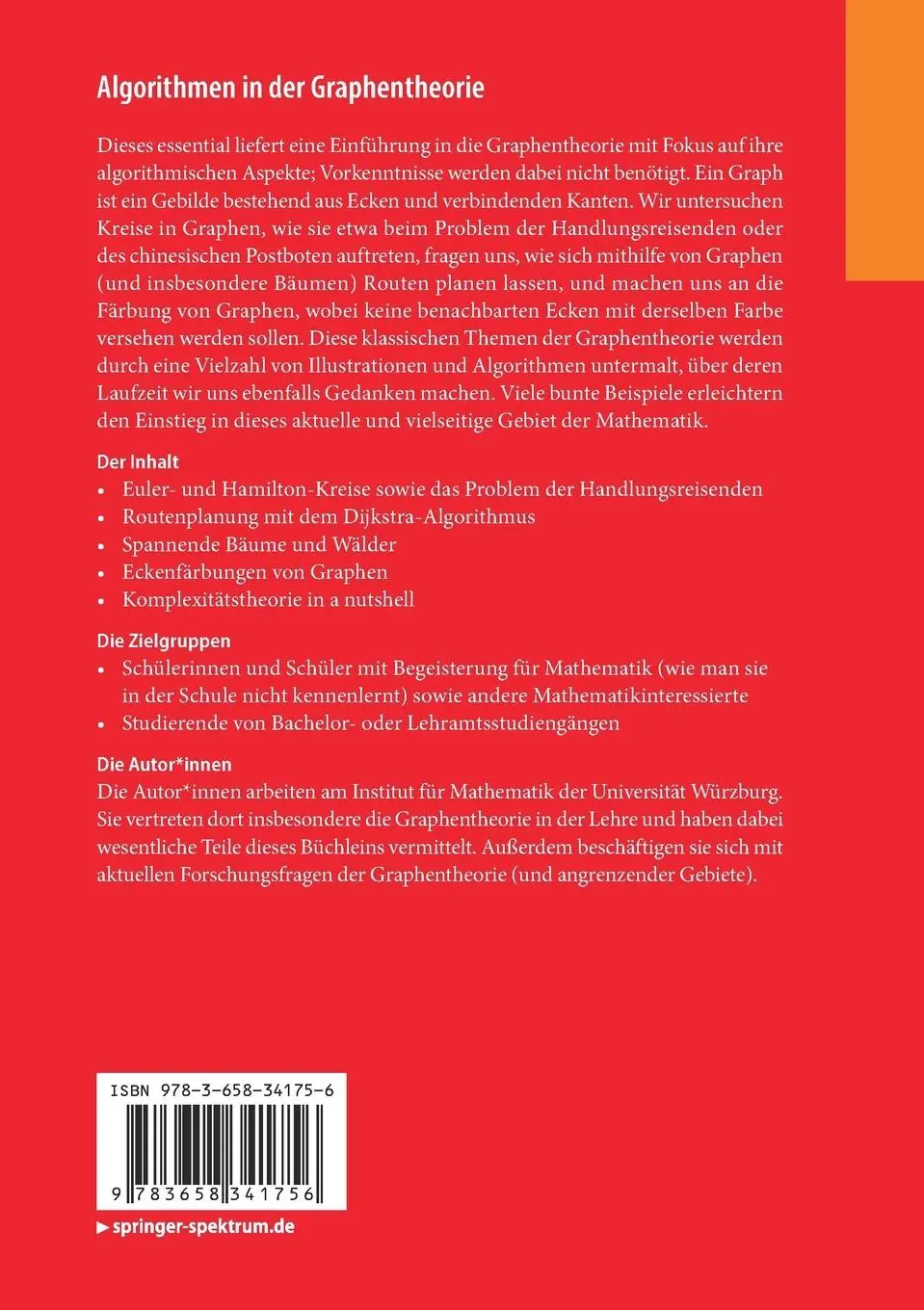 Rückseite: 9783658341756 | Algorithmen in der Graphentheorie | Katja Mönius (u. a.) | Taschenbuch