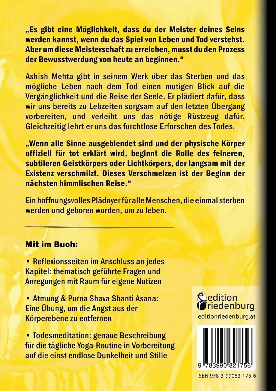 Rückseite: 9783990821756 | Glückselig Sterben | Ashish Mehta | Taschenbuch | 156 S. | Deutsch