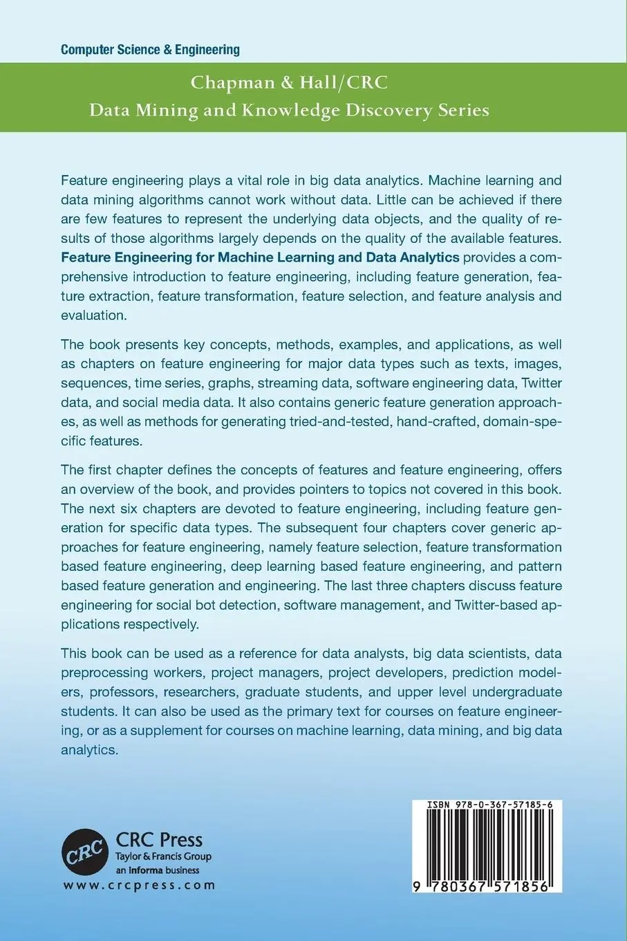 Rückseite: 9780367571856 | Feature Engineering for Machine Learning and Data Analytics | Buch