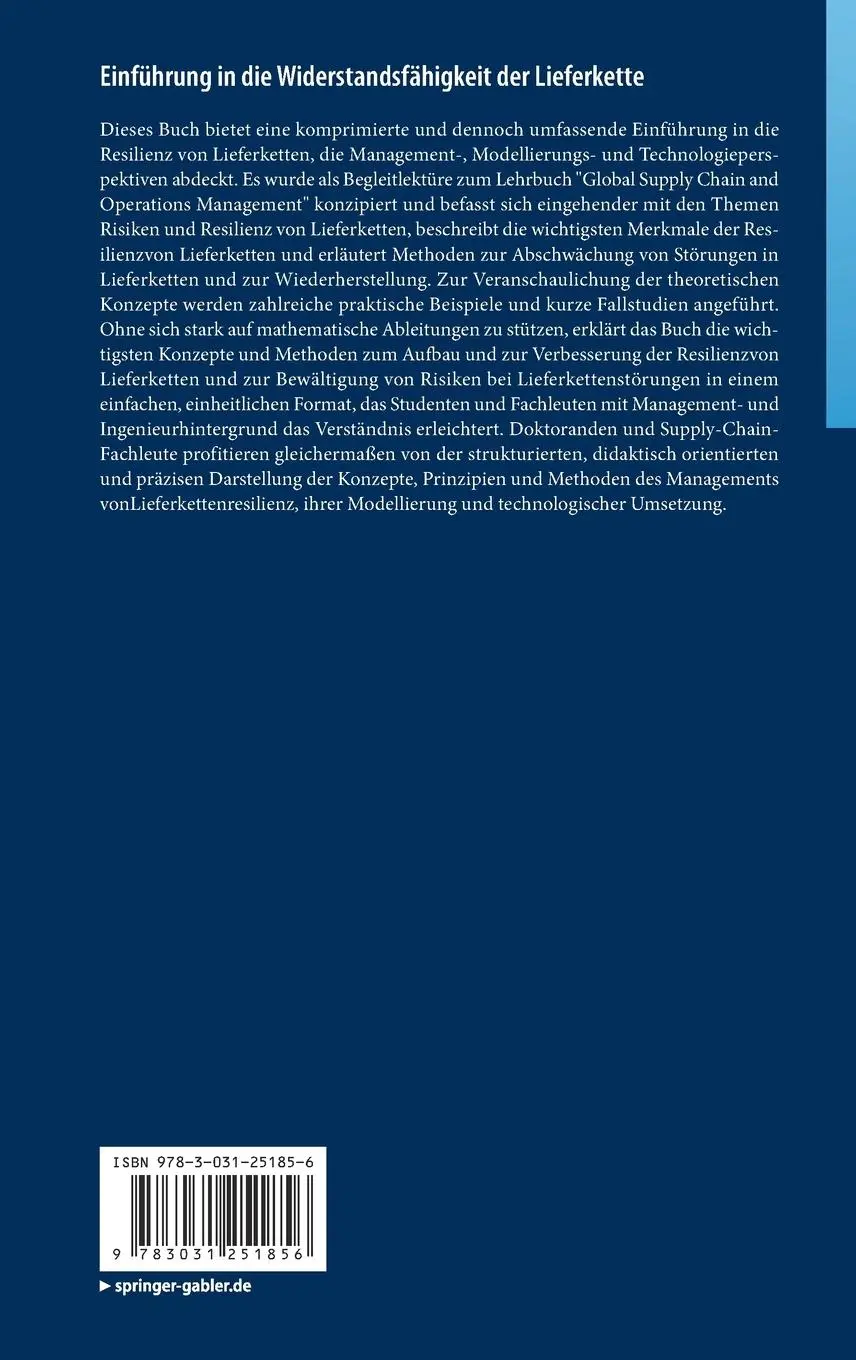 Rückseite: 9783031251856 | Einführung in die Widerstandsfähigkeit der Lieferkette | Dmitry Ivanov