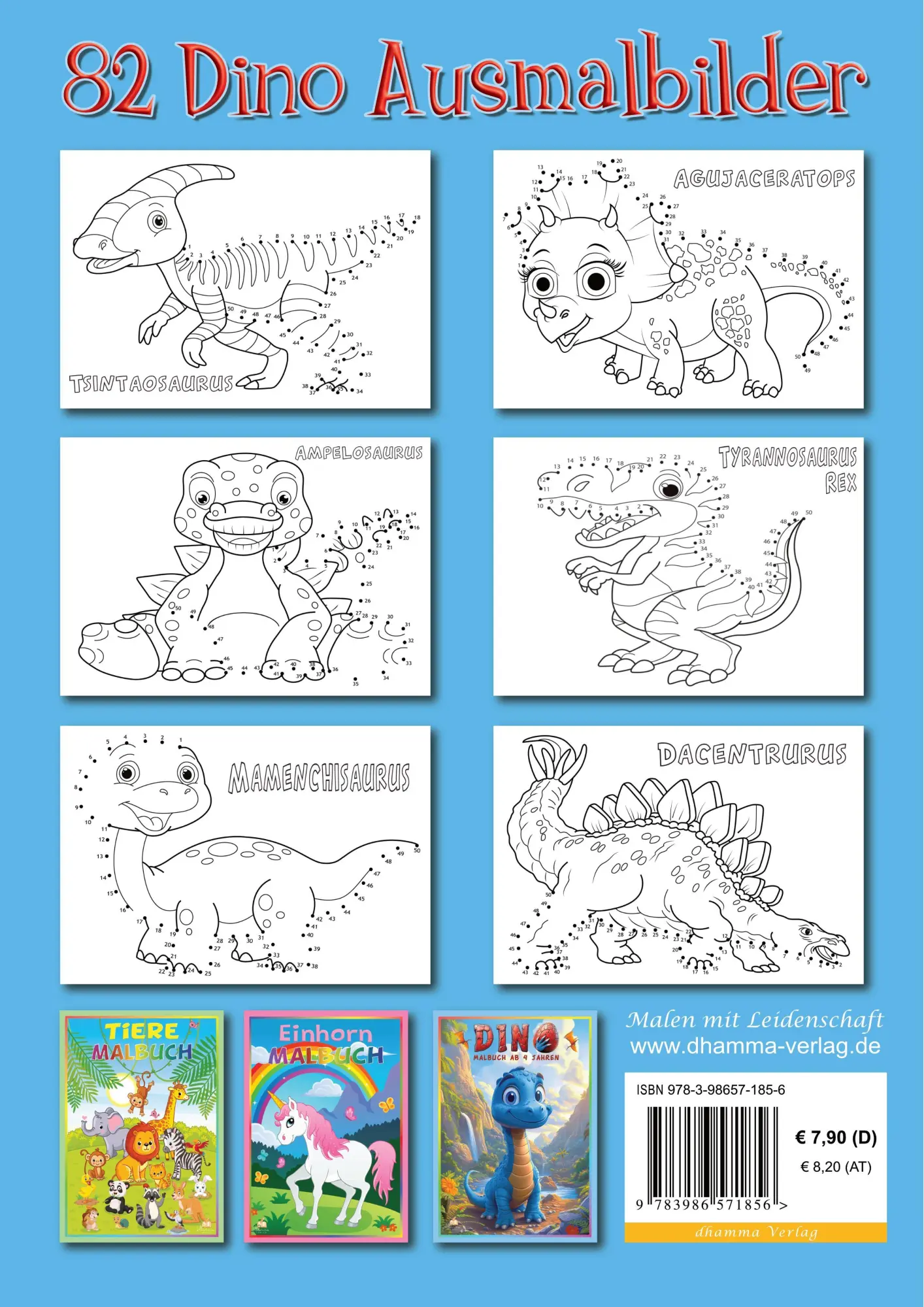Rückseite: 9783986571856 | Punkt-zu-Punkt Dino-Malbuch | Josef Mickey Müller | Taschenbuch | 2025