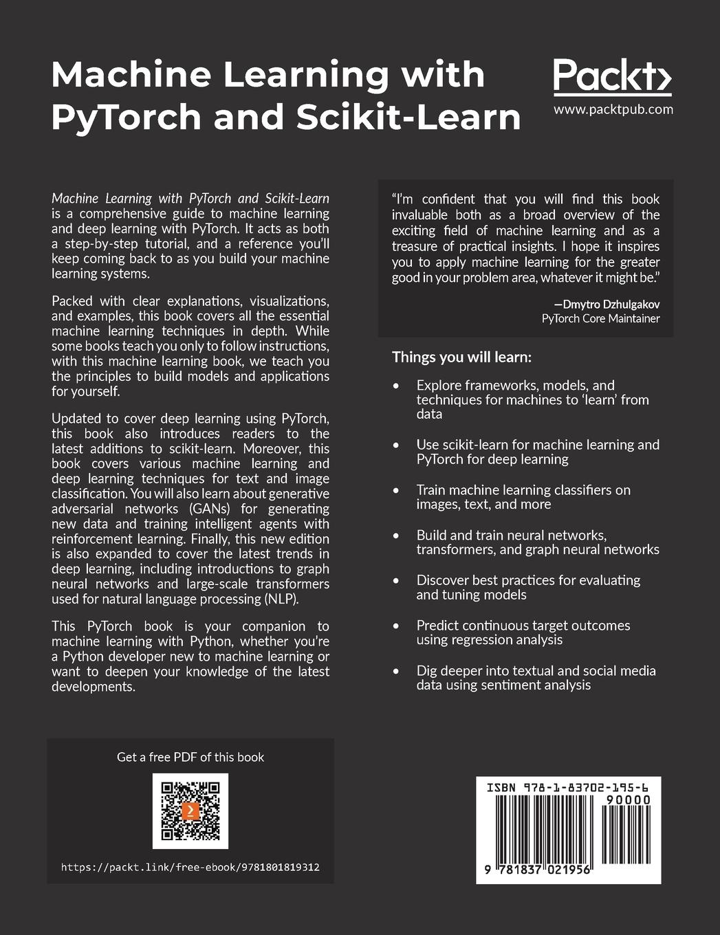 Rückseite: 9781837021956 | Machine Learning with PyTorch and Scikit-Learn | Raschka (u. a.)