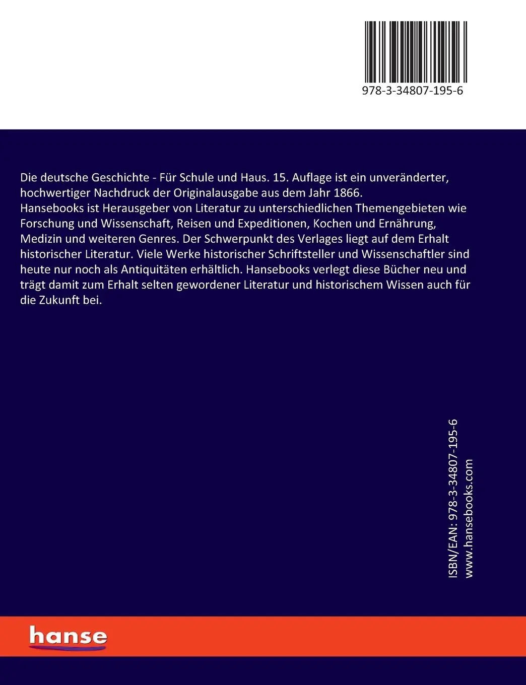 Rückseite: 9783348071956 | Die deutsche Geschichte | Für Schule und Haus. 15. Auflage | Buch