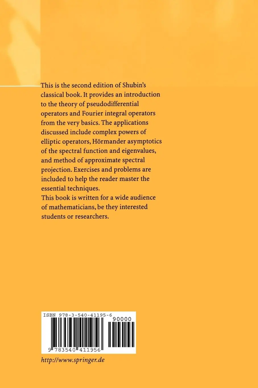 Rückseite: 9783540411956 | Pseudodifferential Operators and Spectral Theory | M. A. Shubin | Buch