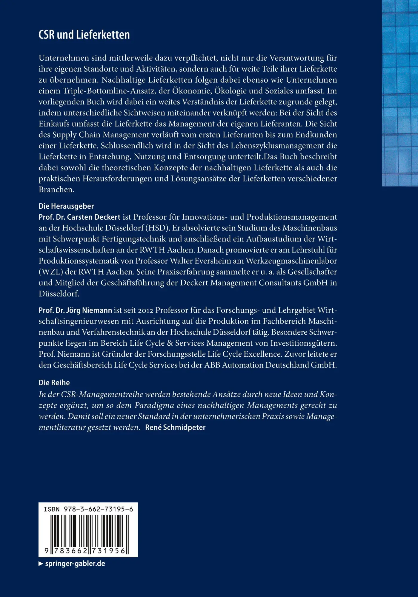 Rückseite: 9783662731956 | CSR und Lieferketten | Carsten Deckert (u. a.) | Taschenbuch | x