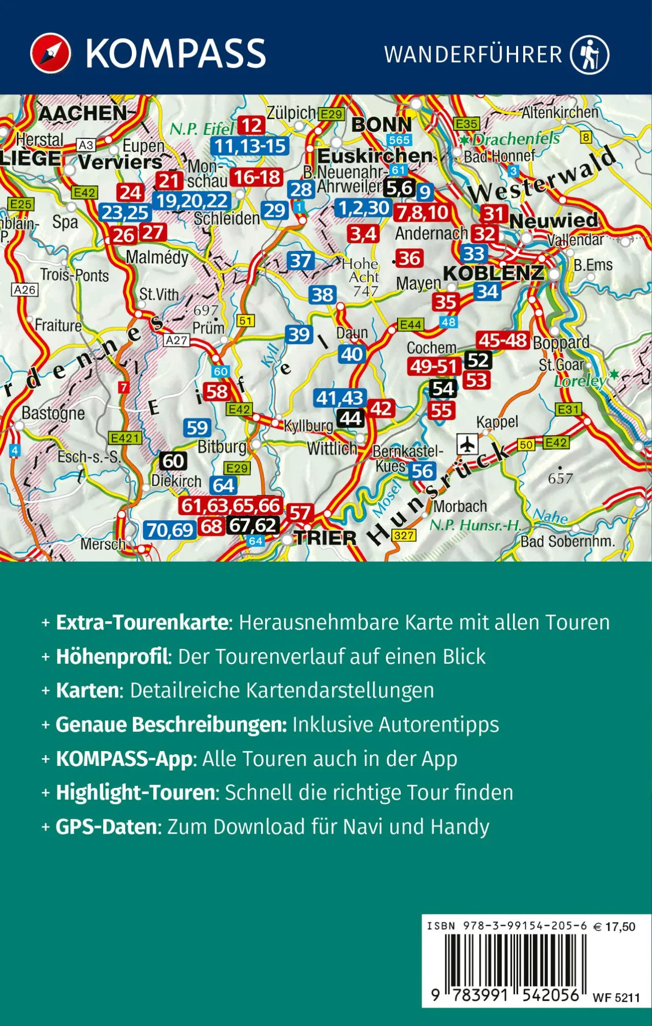 Rückseite: 9783991542056 | KOMPASS Wanderführer Eifel mit Mosel, Luxemburger Schweiz und Hohem...
