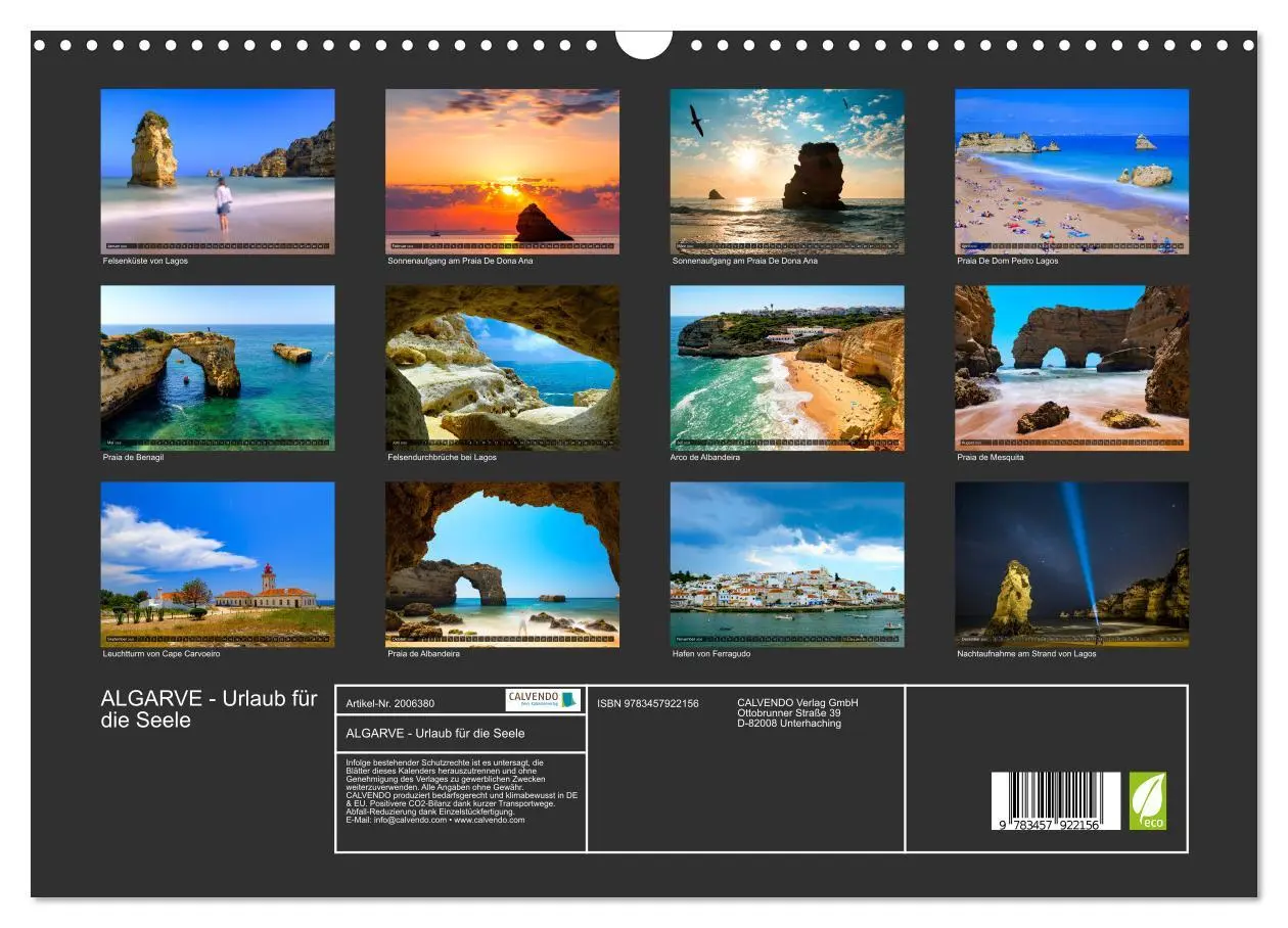Bild: 9783457922156 | ALGARVE - Urlaub für die Seele (Wandkalender 2026 DIN A3 quer),...