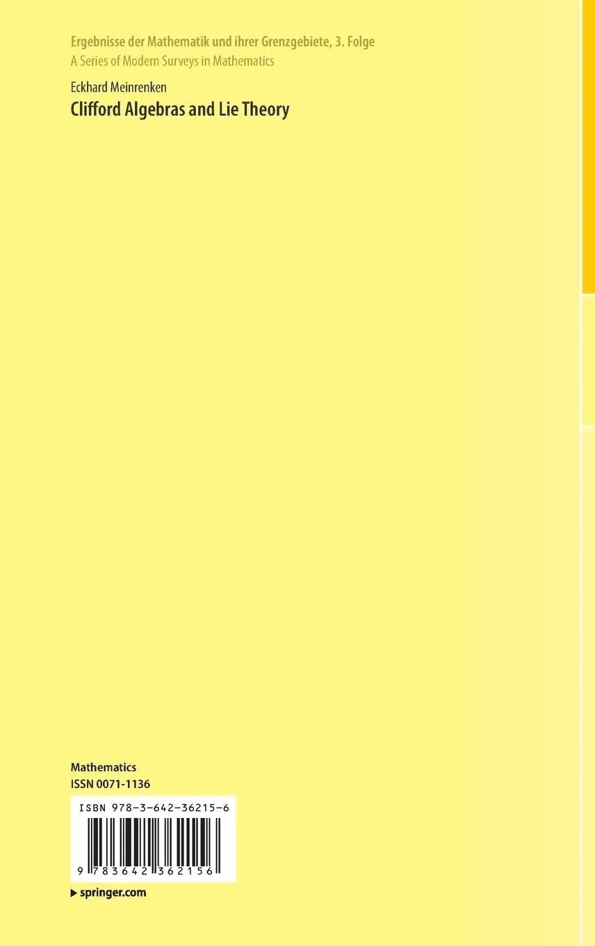 Rückseite: 9783642362156 | Clifford Algebras and Lie Theory | Eckhard Meinrenken | Buch | xx Rückseite: 9783642362156 | Clifford Algebras and Lie Theory | Eckhard Meinrenken | Buch | xx