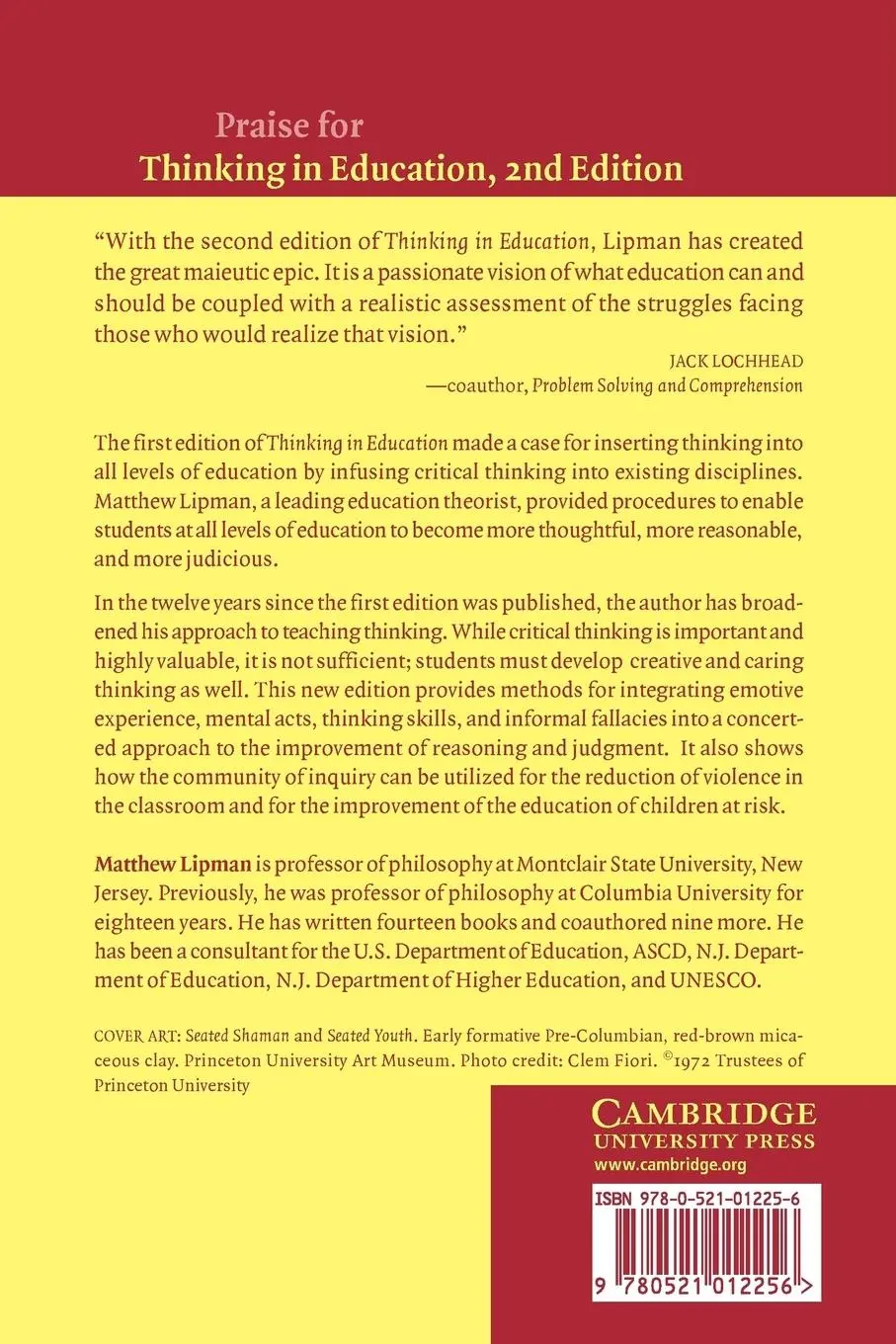 Rückseite: 9780521012256 | Thinking in Education | Matthew Lipman | Taschenbuch | Englisch | 2003