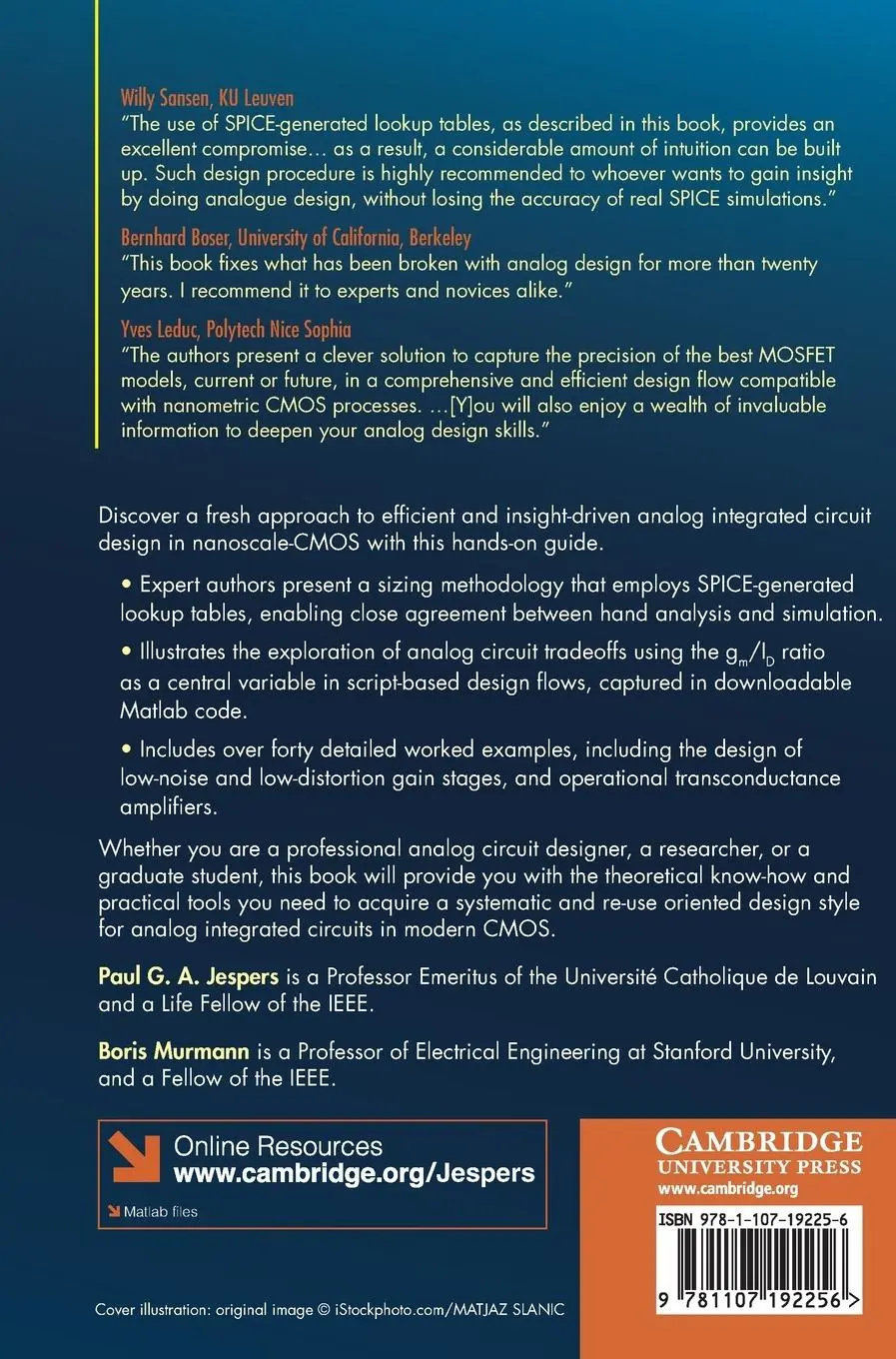 Rückseite: 9781107192256 | Systematic Design of Analog CMOS Circuits | Paul G. A. Jespers (u. a.)