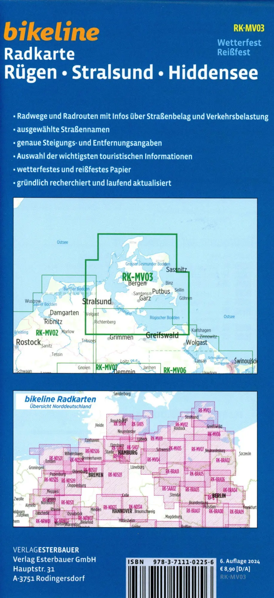 Bild: 9783711102256 | Radkarte Rügen Stralsund Hiddensee (RK-MV03) | Esterbauer Verlag