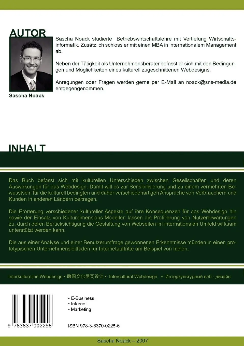 Rückseite: 9783837002256 | Interkulturelles Webdesign | Andere Länder - andere Seiten | Noack