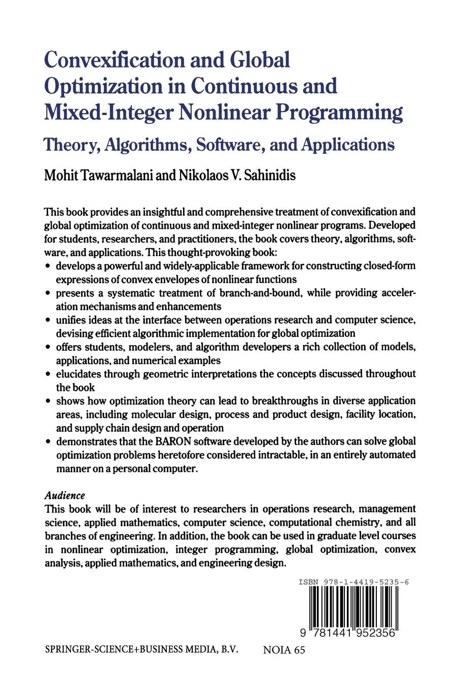 Rückseite: 9781441952356 | Convexification and Global Optimization in Continuous and...