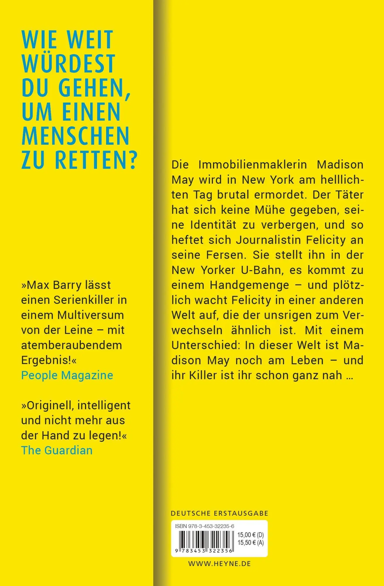 Bild: 9783453322356 | Die 22 Tode der Madison May | Roman | Max Barry | Taschenbuch | 432 S.