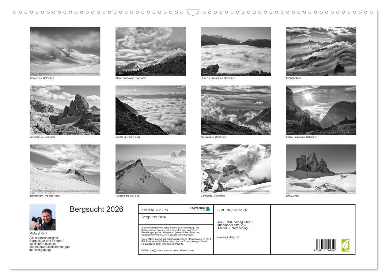 Bild: 9783516092356 | Bergsucht 2026 (Wandkalender 2026 DIN A2 quer), CALVENDO...