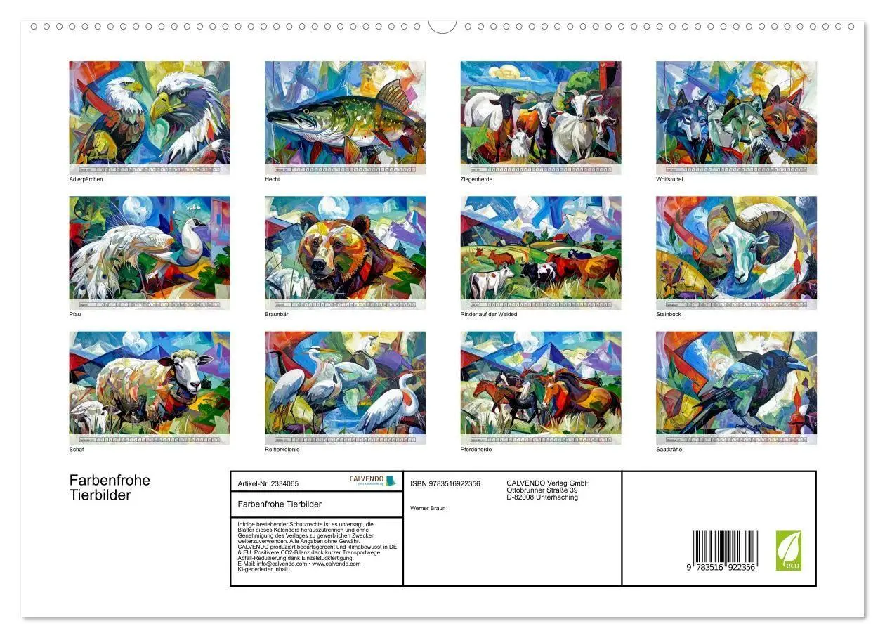 Bild: 9783516922356 | Farbenfrohe Tierbilder (hochwertiger Premium Wandkalender 2027 DIN...