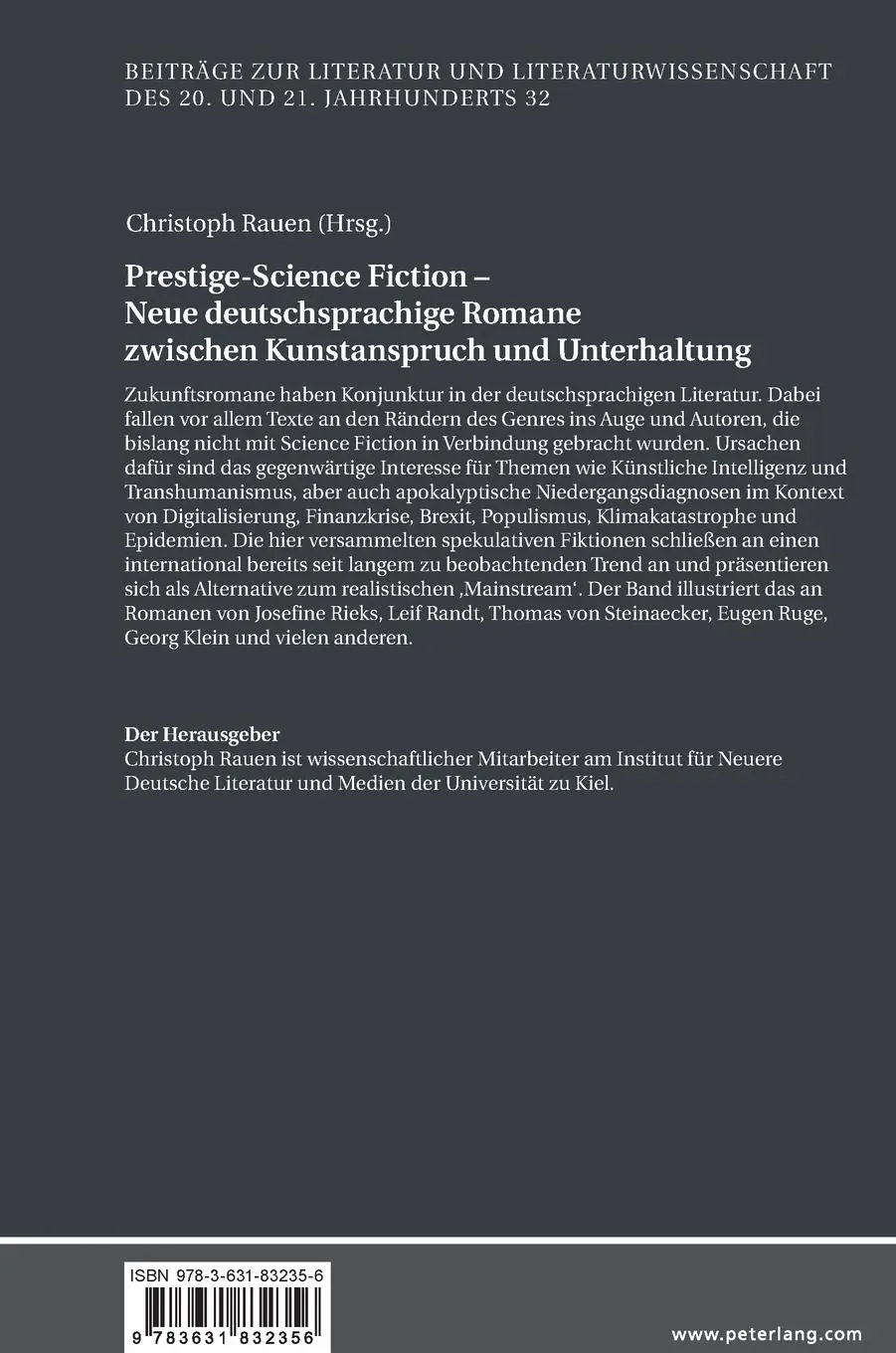 Rückseite: 9783631832356 | Prestige-Science Fiction - Neue deutschsprachige Romane zwischen...
