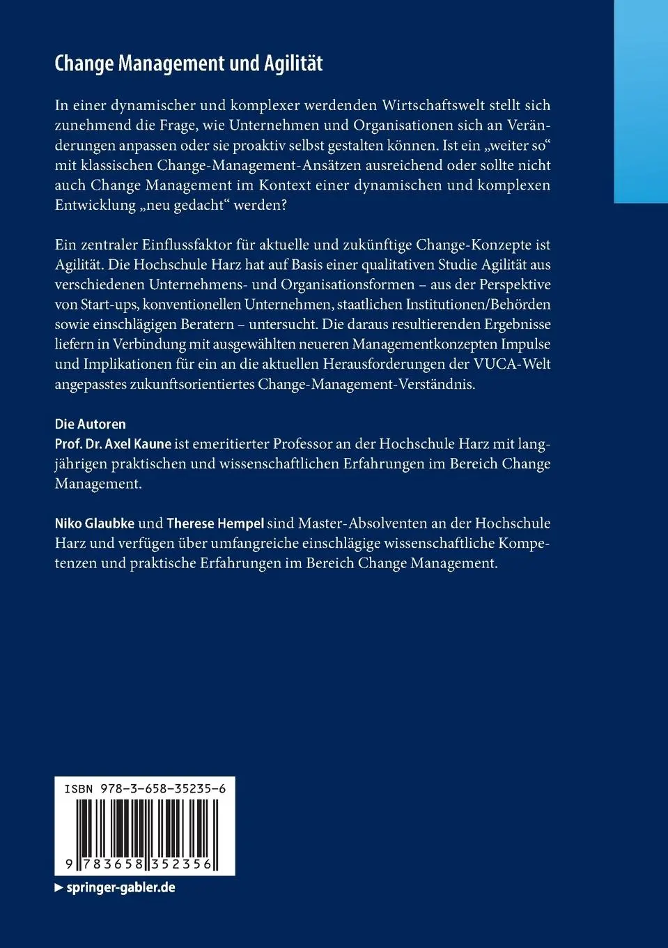Rückseite: 9783658352356 | Change Management und Agilität | Axel Kaune (u. a.) | Taschenbuch | XI