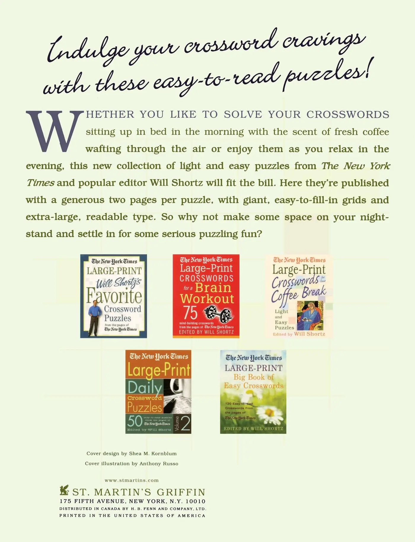 Rückseite: 9780312342456 | The New York Times Large-Print Crosswords for Your Bedside | Shortz
