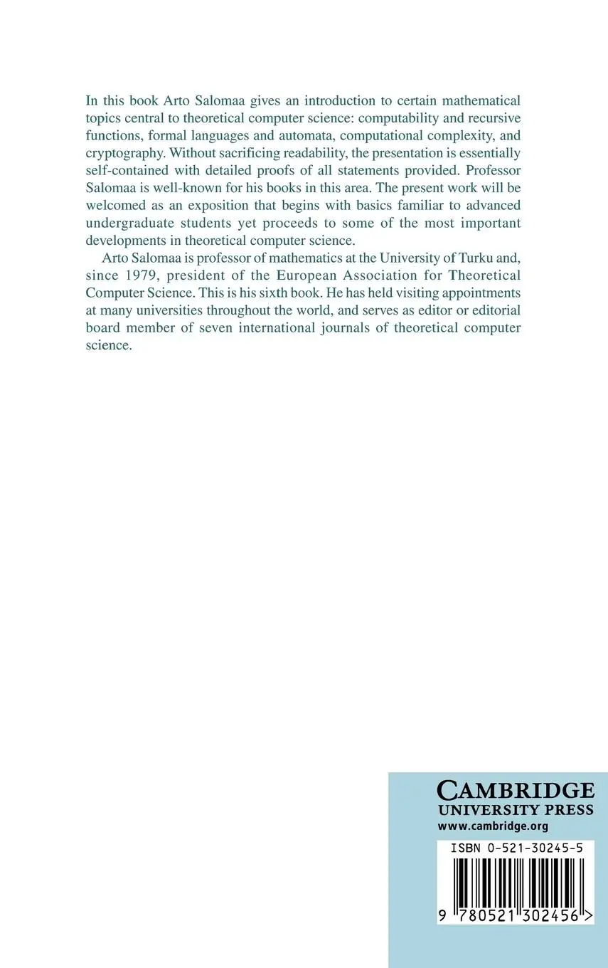 Rückseite: 9780521302456 | Computation and Automata | Arto Salomaa | Buch | Englisch | 2003