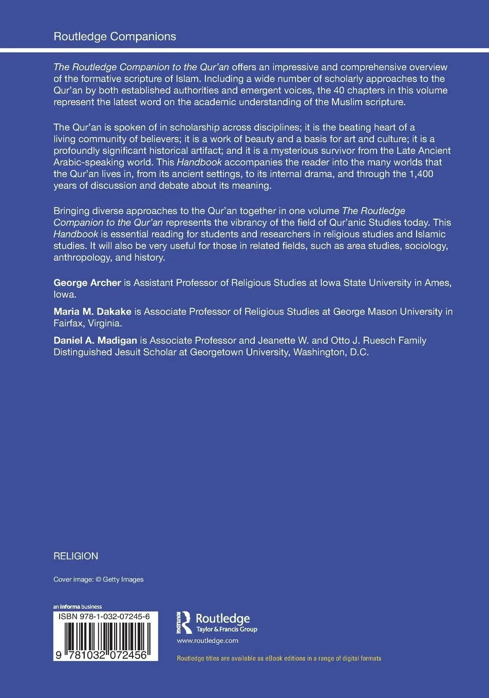 Rückseite: 9781032072456 | The Routledge Companion to the Qur'an | George Archer (u. a.) | Buch