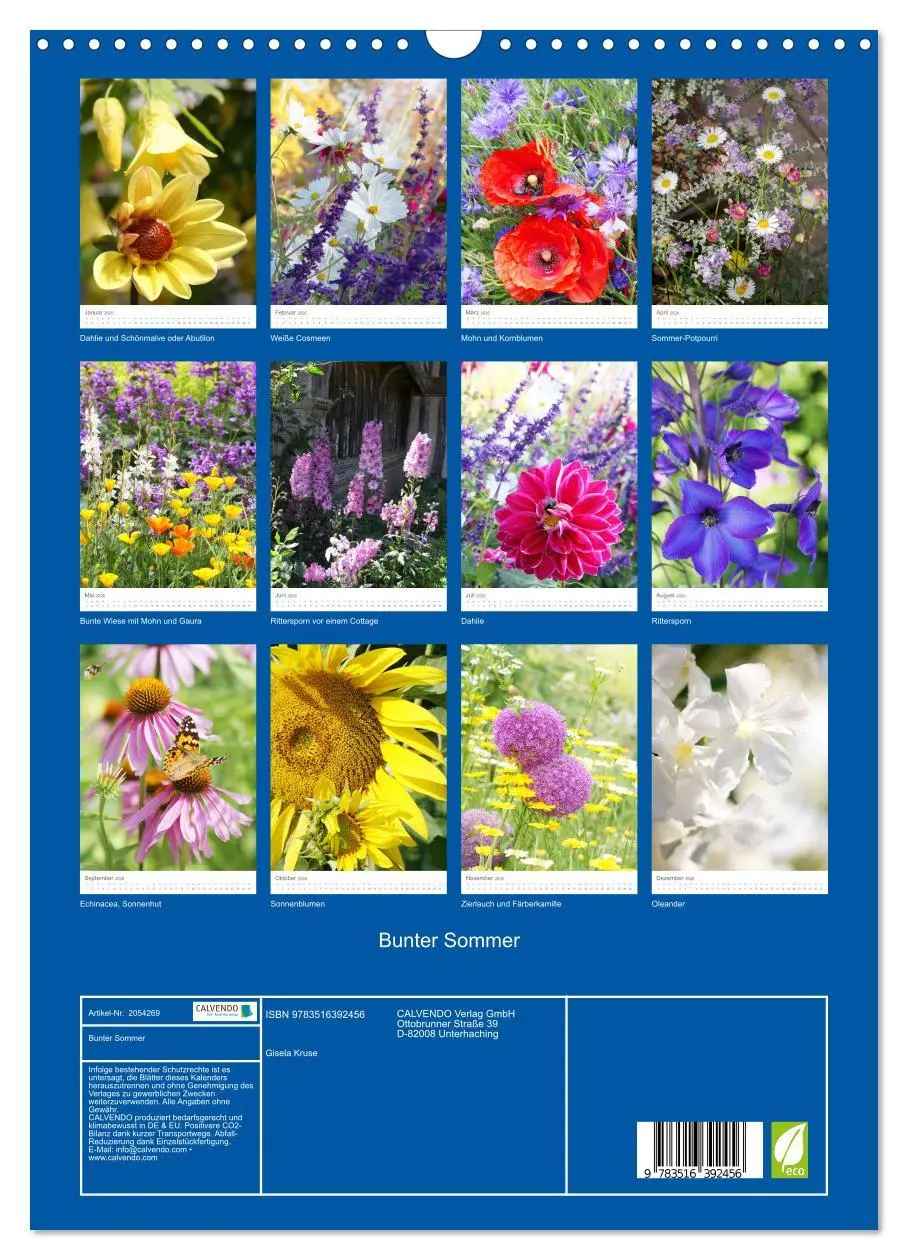 Bild: 9783516392456 | Bunter Sommer (Wandkalender 2026 DIN A3 hoch), CALVENDO Monatskalender