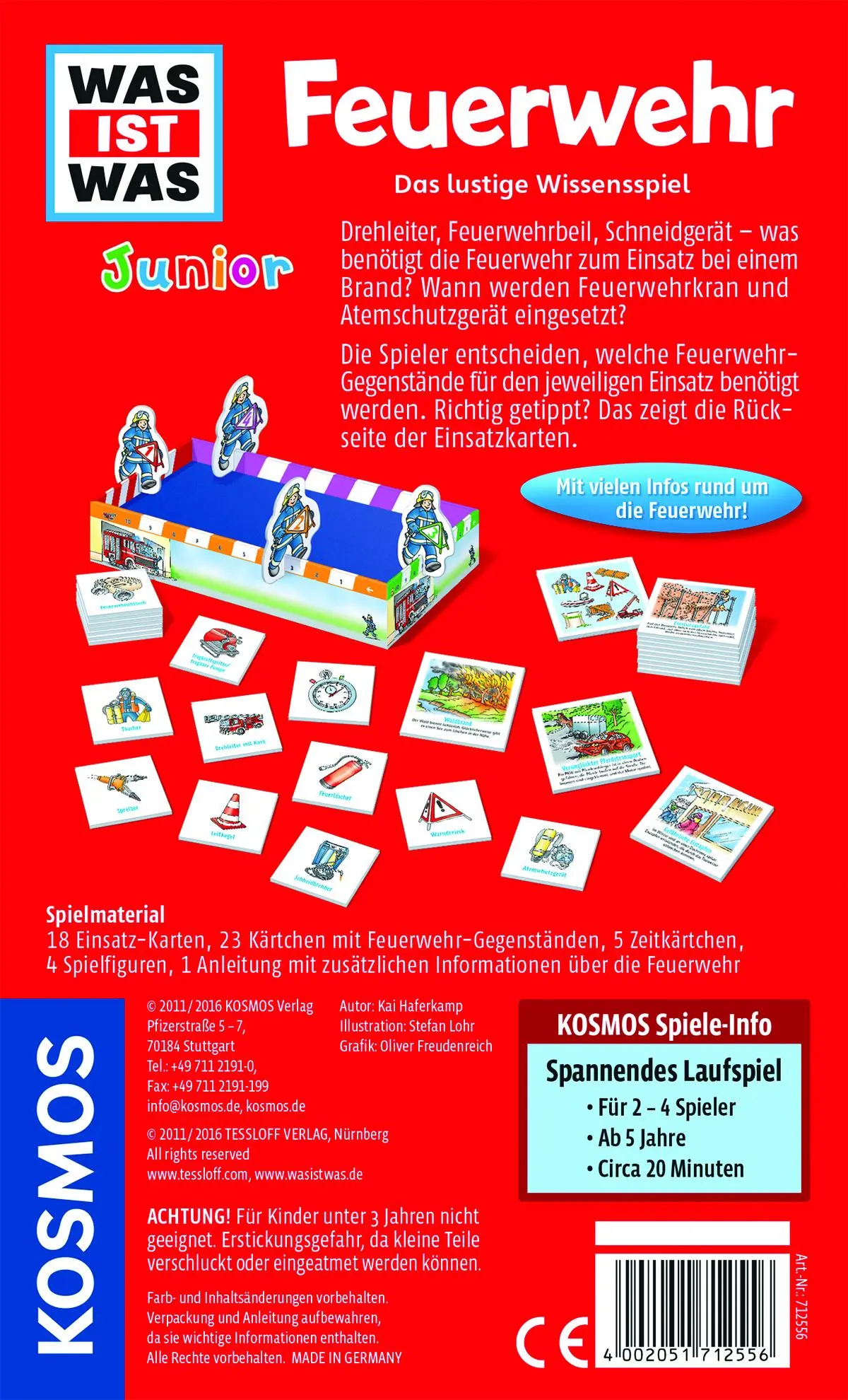 Rückseite: 4002051712556 | Was ist Was Junior Feuerwehr | Mitbringspiel für 2 - 4 Spieler | Spiel