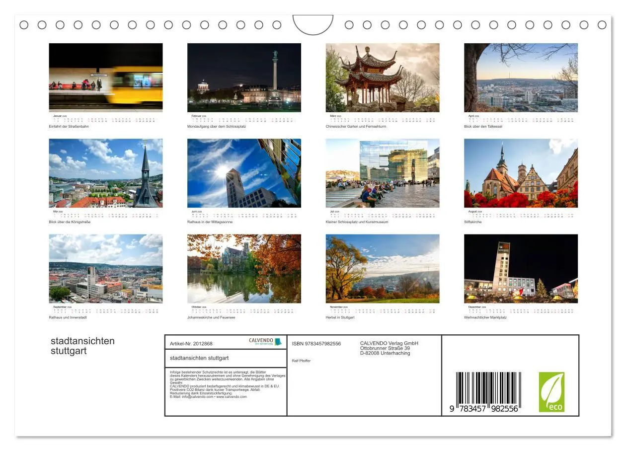 Bild: 9783457982556 | stadtansichten stuttgart (Wandkalender 2026 DIN A4 quer), CALVENDO...