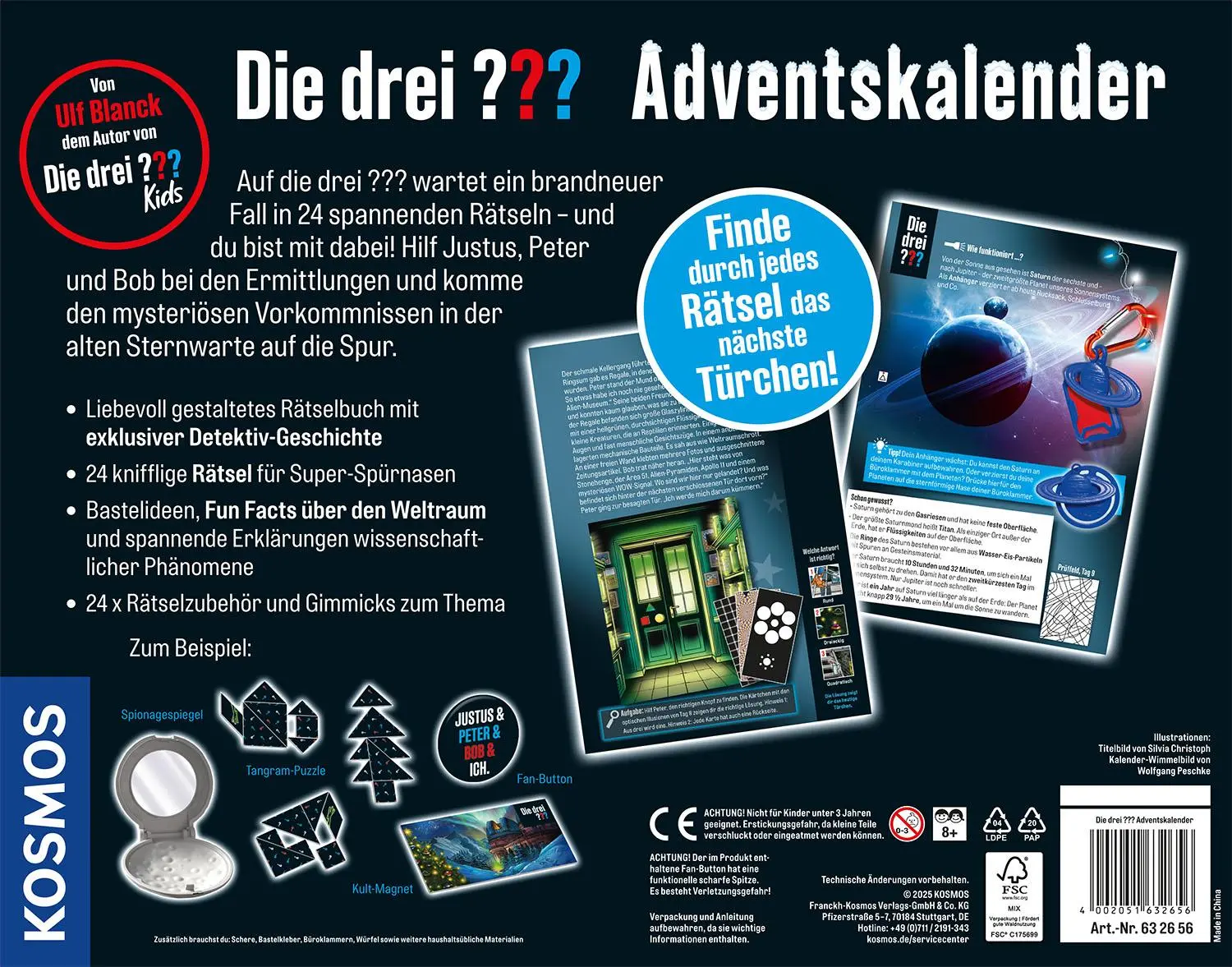 Rückseite: 4002051632656 | Die drei ???-Adventskalender 2025 | Detektiv-Set | Spiel | Deutsch