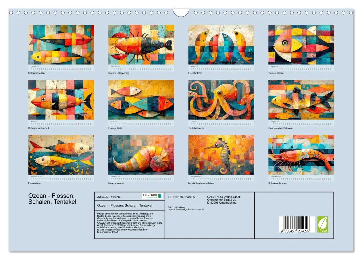 Bild: 9783457282656 | Ozean - Flossen, Schalen, Tentakel (Wandkalender 2026 DIN A3 quer),...