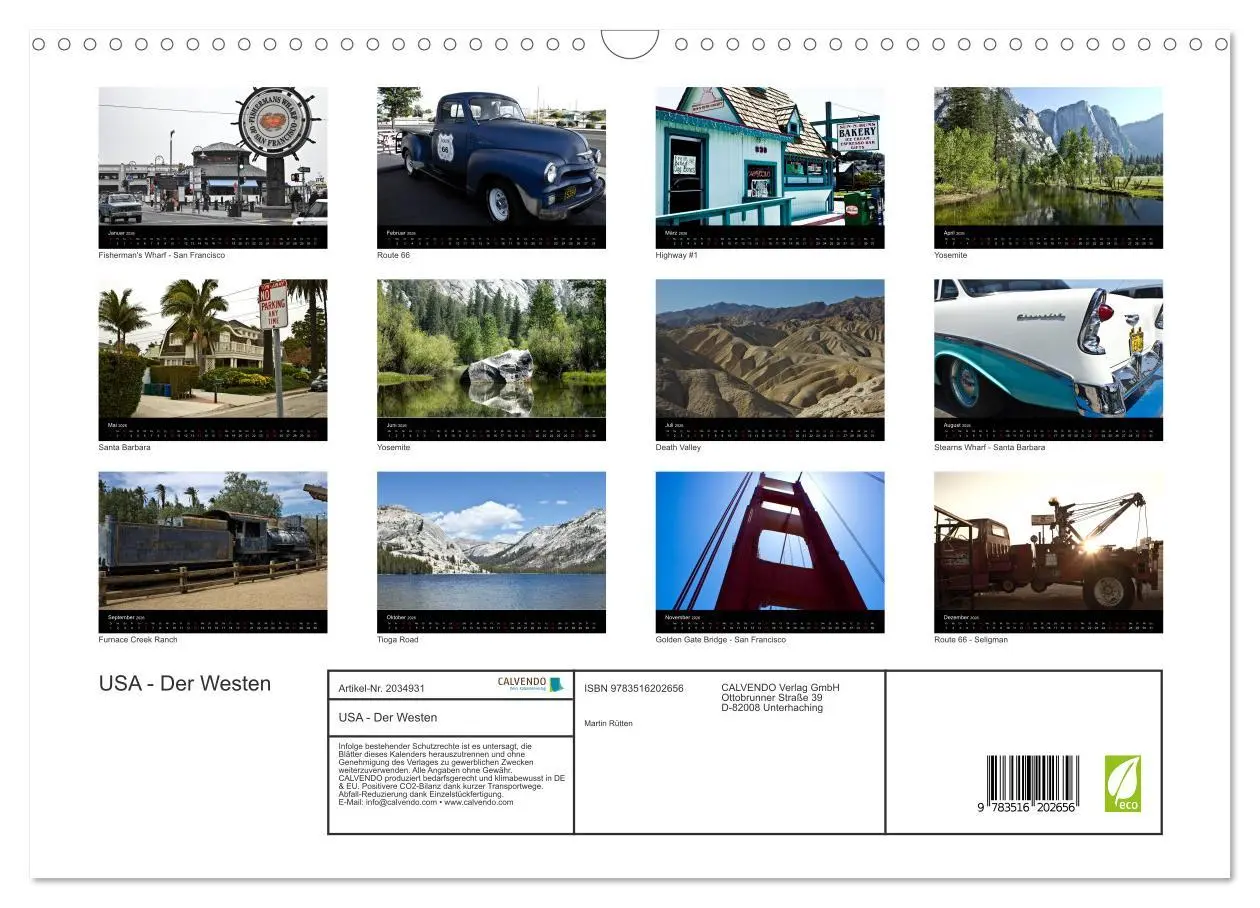 Bild: 9783516202656 | USA - Der Westen (Wandkalender 2026 DIN A3 quer), CALVENDO...