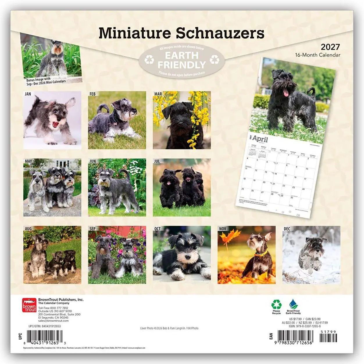 Rückseite: 9798330712656 | Miniature Schnauzers - Zwergschnauzer 2027 - 16-Monatskalender | 28 S.