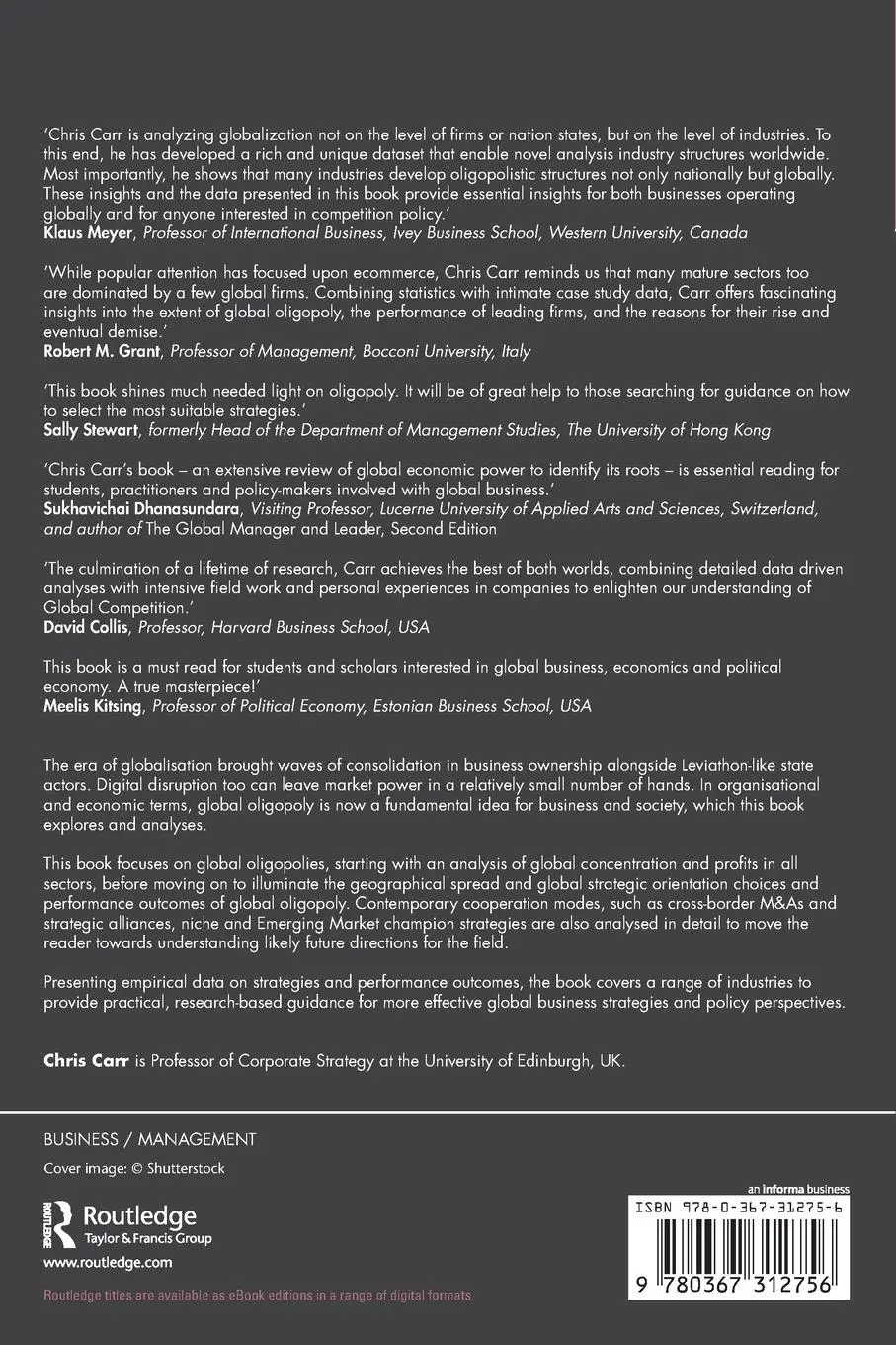Rückseite: 9780367312756 | Global Oligopoly | A Key Idea for Business and Society | Chris Carr