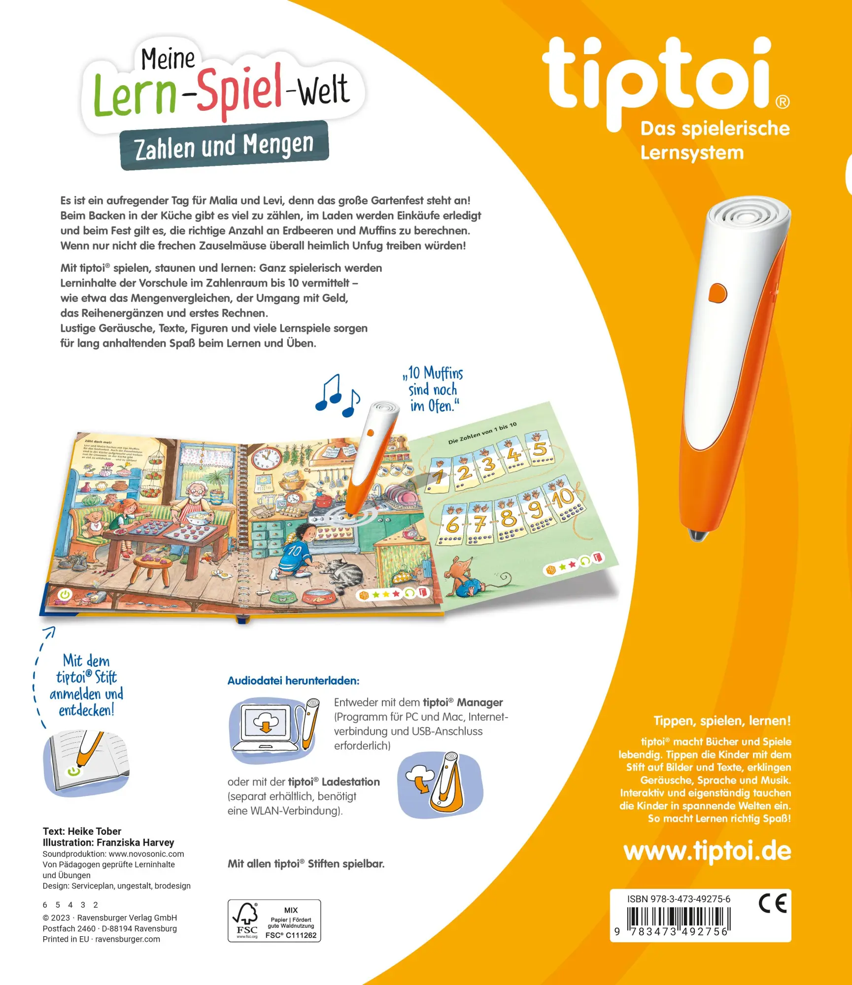 Rückseite: 9783473492756 | tiptoi® Meine Lern-Spiel-Welt - Zahlen und Mengen | Heike Tober | Buch